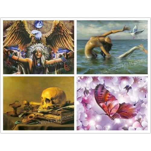 ArtBack 5d diy diamond painting woman skull butterfly icon full square / round rhinestone animal diamond mosaic