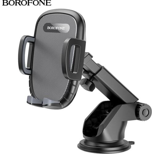 Borofone Car Phone Holder For Samsung S20 S21 Suction Cup Mobile Phone Dashboard Bracket with Telescopic Arm For Xiaomi Poco X3