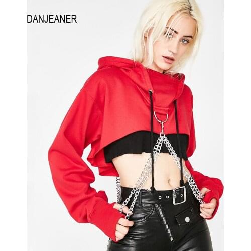 Женские короткие толстовки DANJEANER China At AliExpress