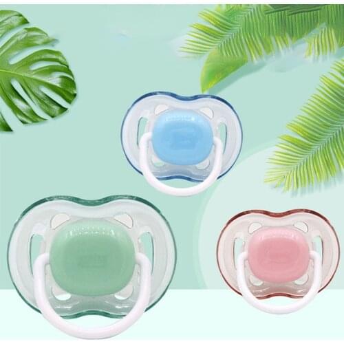 Baby Silicone Pacifier Soothing Infants Bite Chew Supplies Newborn Comfort Appease Nipple Flat Teat Pacifiers