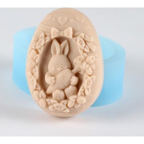 DIY Soap Molds Oval with Rabbit Shaped Craft Resin Mould