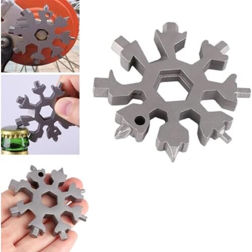 19 In 1 Snowflake Spanner Key Ring Hex Multifunction Cycling Tool Outdoor Camping Survive Allen Hike Wrench Screwdriver Octagona