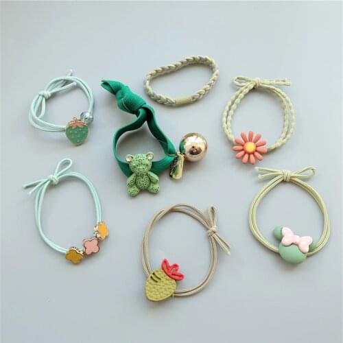 Korean Women Trend Popular Cartoon Hair Rope Girls Temperament Retro Pearl Hair Bands Net Red Ins Personality Head Rope Female