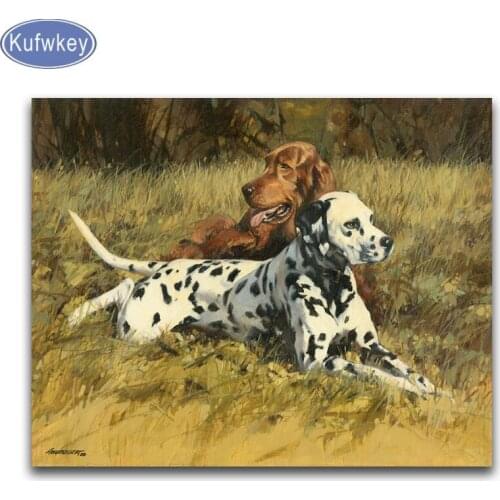 Full Square round Diamond painting dogs love Diamond embroidery Cross stitch Cartoon Pets puppy DIY 3D Diamond mosaic Animals