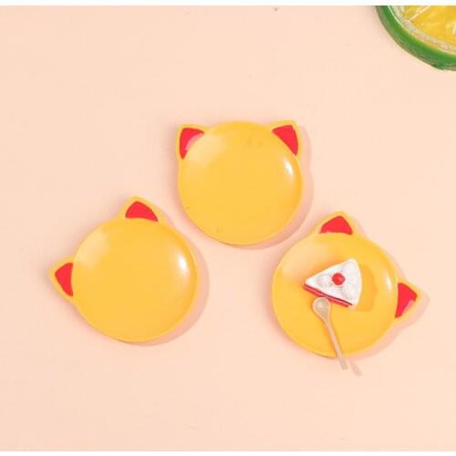 1:12 Model Toy Mini Cute Cat Shape Dish Miniature Doll House Pretend Play Kitchen Cooking Toy Set Accessories