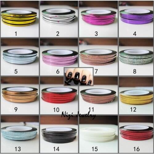 Fashion 16 Colors Width 1mm Length 20m 20pcs Rolls Strip Stripping Tape Line Nail Art Tips Nail Decoration DIY Sticker