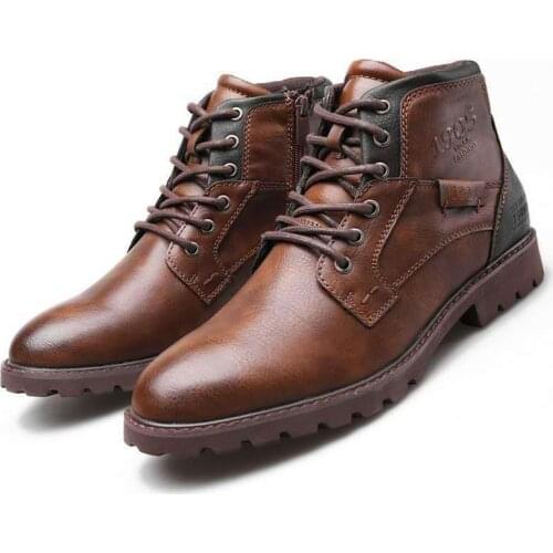Mens Boots Lace-up Leather Casual Boots Men 2021 Autumn Shoes Original classic design Men Fashion Shoes Men Outdoor Work Boots