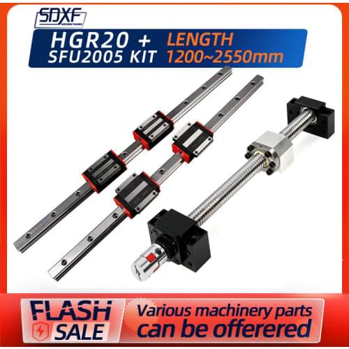 The guide screw rod is combined with a SFU2005 of any length, four HGR sliders , BKBF15 , DSG20H , XB30*40-12*4mm coupling