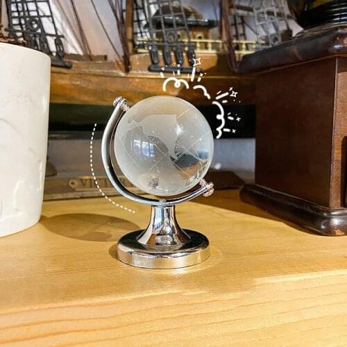 Transparent Silver Stand Crystal World Globe Dollhouse House Desktop Decor Toy