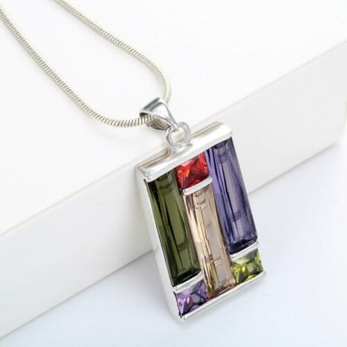New Design Classic Fashion Jewelry Multicolor Zircon Glass Womens Pendant Necklace