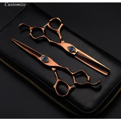 Customize logo 6 '' JP 440c Bronze Phoenix hair scissors haircut thinning barber cutting shears tools hairdressing scissors