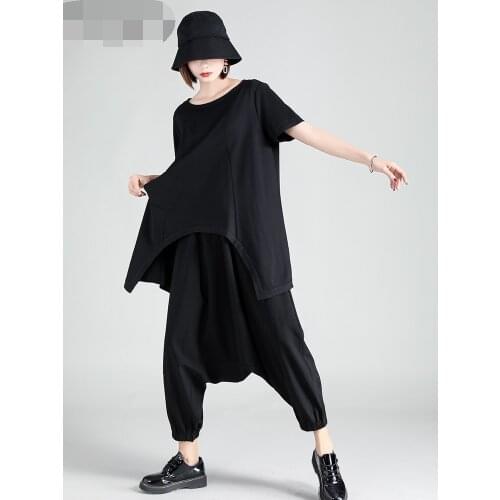 Dark original short-sleeved red t-shirt womens instagram super popular loose personality Cool Round Collar Black Bat shirt