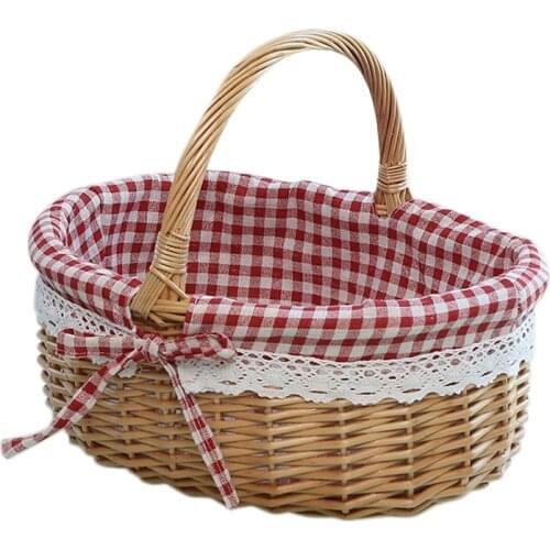 Wicker Basket Gift Baskets Empty Oval Willow Woven Picnic Basket with Handle Wedding Basket Small