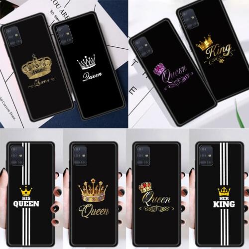 Golden King Queen Silicone Case For Samsung Galaxy A51 A71 A50 A21s A70 A10 A20e A30 A40 A31 A41 A11 A12 A02s Back Cover Coque