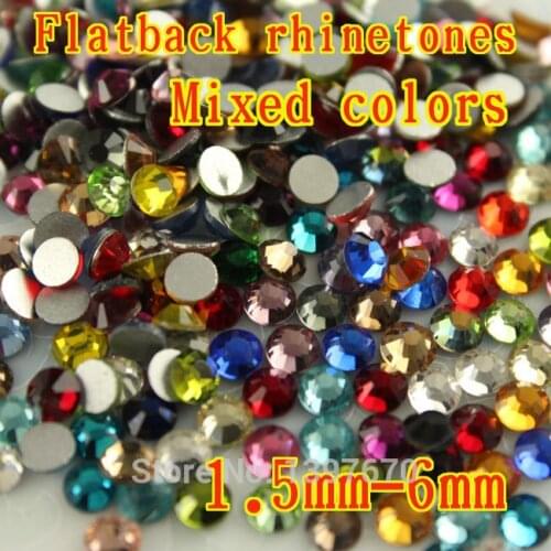 Ss3-ss34 Mixed Colors Flat Back Non Hotfix Rhinestones Glass crystal Nail Art Rhinestone Glue On gemstone DIY garment Decoration