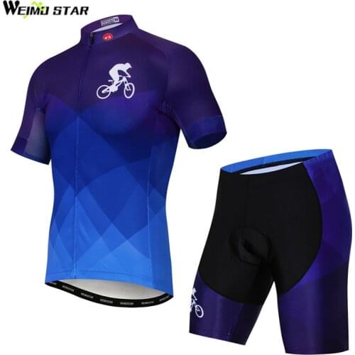 Weimostar Blue Riding Cycling Jersey Set 2019 Pro Team Cycling Clothing Summer Short Sleeve Bicycle Clothes MTB Bike Jersey Suit