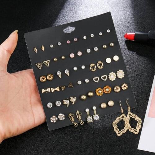 YADA Wholesale Classic Zircon Earring Set For Girls Crystal Statement LOVE Letter Earring Jewelry Metal Flower Earrings ER200199