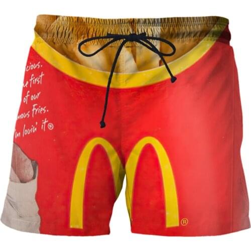 Funny 3D print pants French fries hamburger Anime Shorts harajuku Swimming Trunks Summer New Quick Dry Beach Swimming Shorts