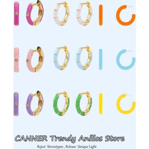 CANNER 925 Sterling Silver Hoop Earrings For Women Drip Oil Earring Hoops Luxury Small Huggies Earings S925 Jewelry Pendientes