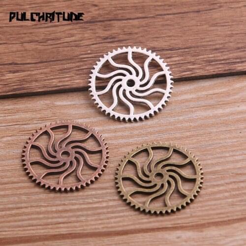 10PCS 25mm Three Color Metal Alloy Machinery Gear Pendant Jewelry Charm Jewelry Gear Findings