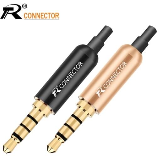 100pcs Aluminum 3.5mm Jack 4Pole Gold-plated Earphone Adapter with Tail plug clamps Cable clip For DIY Stereo Headset Earphone