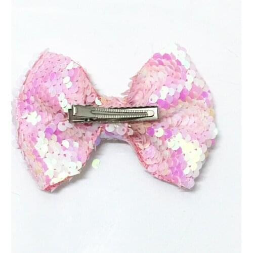30 pcs / lot , 4'' sequin Spangle bows with hair clip Girl Lovely Shiny Sequin Bow DIY Boutique Women Children Hair Accessori