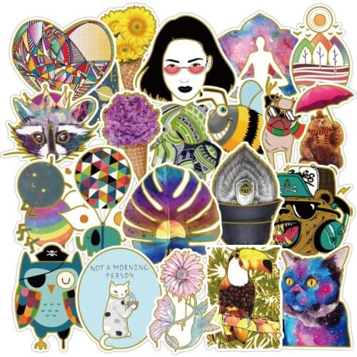 33pcs Cartoon Animal Sticker Pack Anime Laptop Waterproof Cat Dog Stickers Skateboard Motorcycle Graffiti Luggage Car Stikers