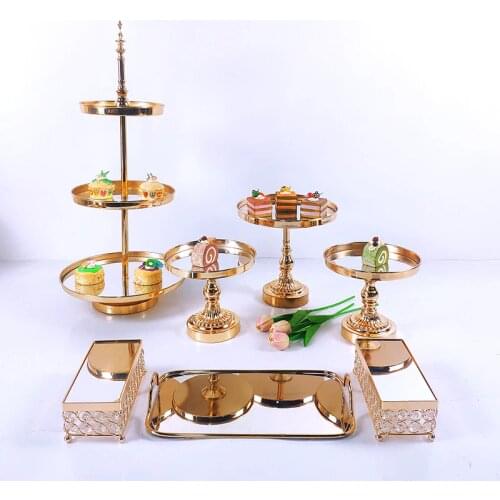 6-10PC Crystal Metal Wedding Cake Stand Rack Holiday Party Display Tray Cupcake plate