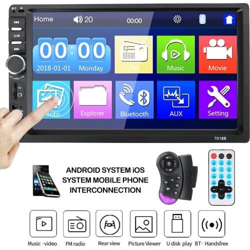 7010B 7012B 7018B Car Touch Screen Player Video MP5 FM CD DVD 2Din Radio Audio Rear View Bluetooth 7" HD Accessories Electrics