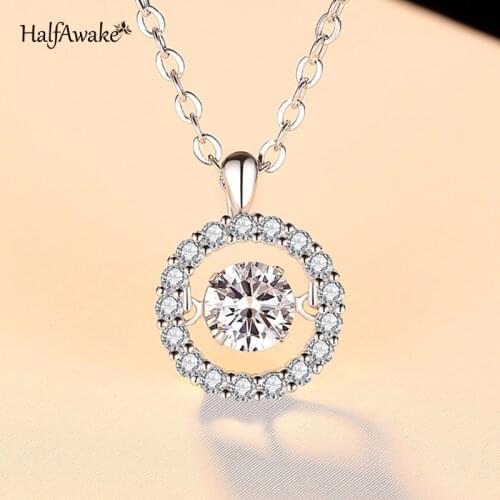 Dance Moissanite Necklace For Women Silver 925 Sterling Chain With Pendant Charms Collier Argent Dainty Girl Gift Choker Jewelry