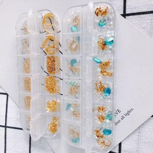DIY Jewelry Accessories Wholesale New Nail Art Jewelry Sequins Mixed Set Rivet Rhinestone Jewelry Nail Decorations