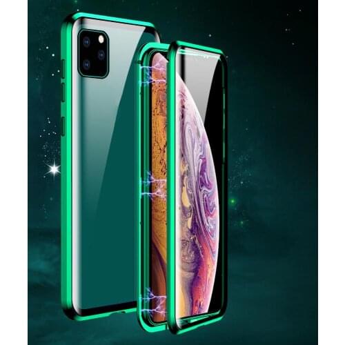 Double-side Tempered Glass Metal Magnetic Phone Case Cover for iPhone 11 Pro Max