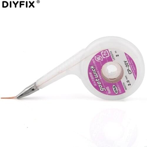 DIYFIX 1Pc 2.0mm*2M Desoldering Wick Desoldering Braid Solder Remover Vacuum Sucker BGA Solder Wick Welding Soldering Tools