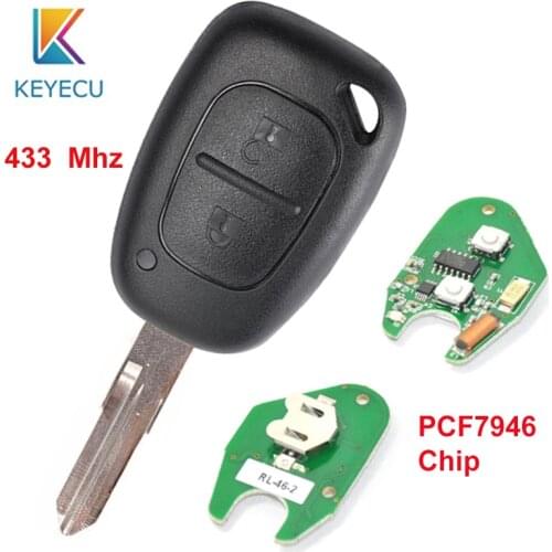 KEYECU for Renault Renault Kangoo 2003 2004 2005 2006 2007 2008 Replacement Remote Key 2 Button 433MHz PCF7946 Chip