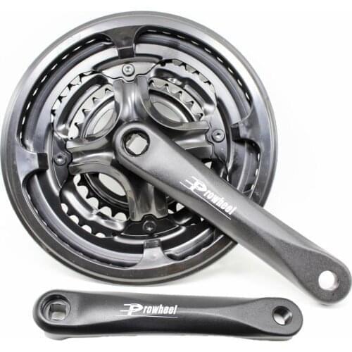 PROWHEEL 7/8/9 Speed MTB Bicycle Crank Set Bicycle Crankset 28/38/48T 170mm Hollow Tooth Plate Bike Crank Set Sprocket bike part