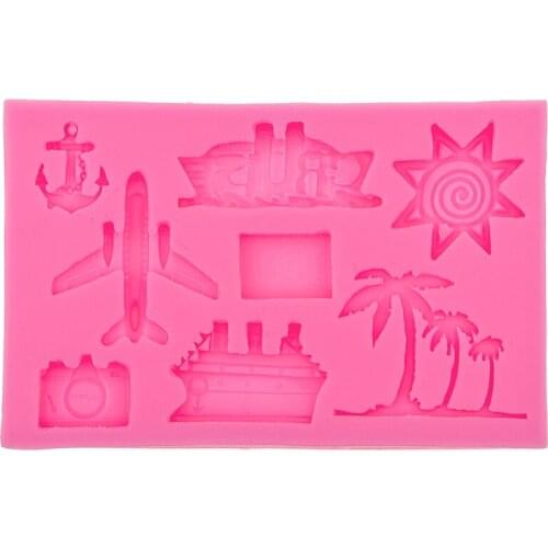 Coconut trees Hook Anchor Ship Plane, Aircraft,Sunsine Silicone mold for Cake Decorating Fondant Chocolate tools T0569