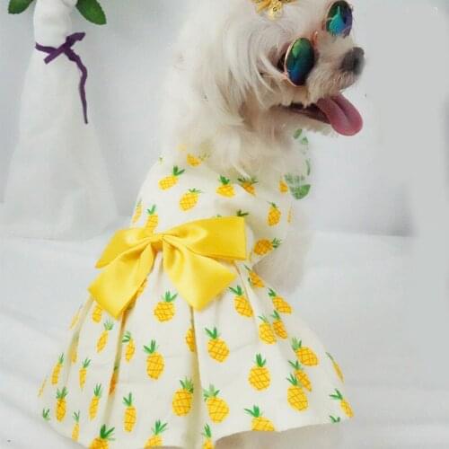 Summer Printed Pet Dog Cotton Dress Cute Princess Skirts Pet Dress For Small Medium Dogs Skirt Dog Wedding Dresses York Clothes