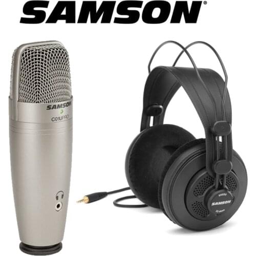 Original SAMSON C01U Pro ( Samson SR850 headphone) USB condenser microphone for studio recording music,sound foley,videos