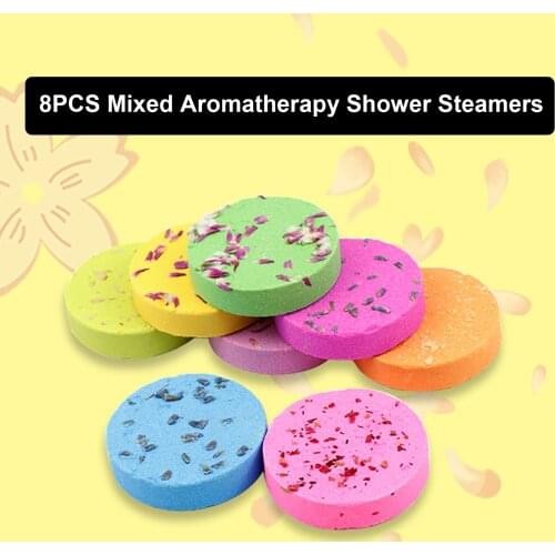 Mini Bath Bombs Tablets Fragrance 8PCS Mixed Aromatherapy Shower Steamers 30g for Relaxation with Essential Oil for Home Spa