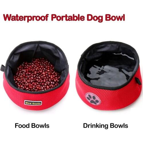 Dog Bowl Cat Food Bowl Pets Bag Portable Food Folding Waterproof Travel Bowl Dog Drinking Water Bottle Dog Canvas Lunch Box