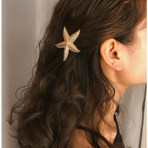 Fashion Geometric Metal silver color moon starfish Uneven surface Hairpins Vintage Female Barrettes Styling Accessories