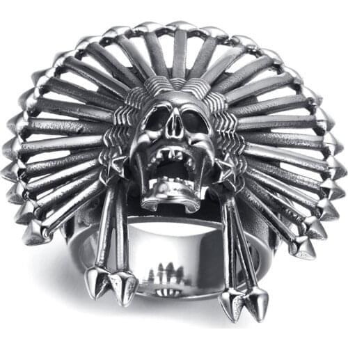 Skull Head Titanium Steel Rings Jewelry Mens Punk Rings