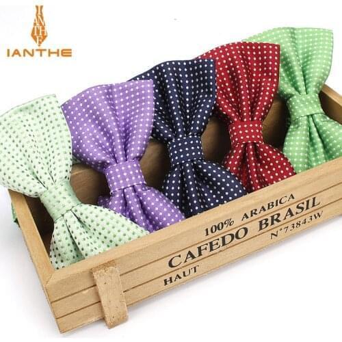 Ianthe Men Fashion Formal Polyester Bow Tie Classical Dot Bowties Colorful Butterfly Wedding Party Pet Bowtie Tuxedo Neck Ties