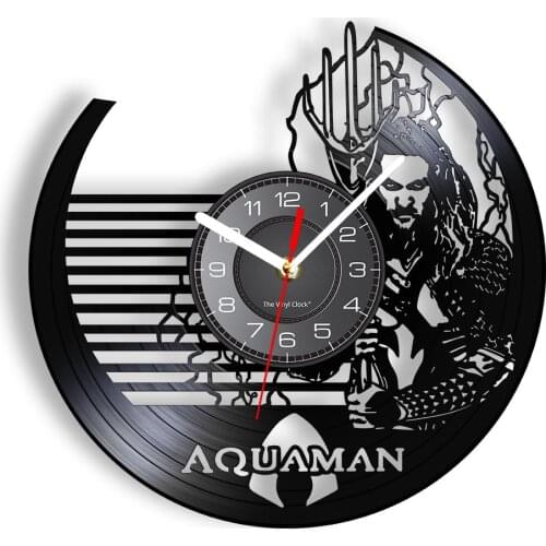 King Of Atlantis Re-Purposed Vinyl Album Record Wall Clock Home Decor Superhero Artwork Decor Silent Watch For Nursery Kids