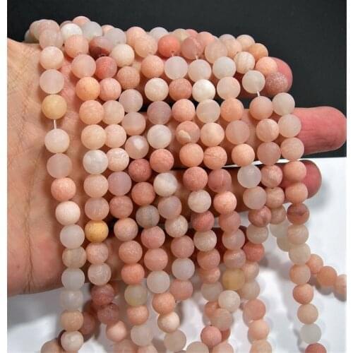 Natural Pink Aventurine Matte Beads 6mm 8mm 10mm 12mm Round Stone Loose Beads for jewelry making,1 of 15"strand