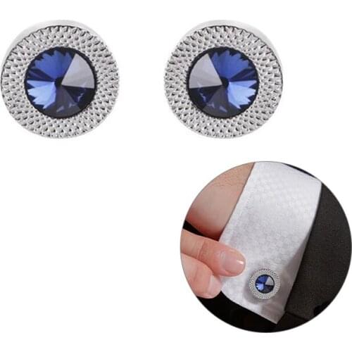 1pair Crystal Fashion Women Blue White Cufflinks Cuff Links Shirt Button Charm Jewelry
