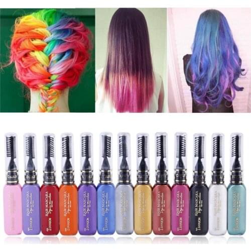 13 Colors One-off Hair Color Dye Temporary Non-toxic DIY Hair Color Mascara Washable One-time Hair Dye Crayons Blue Grey Purple