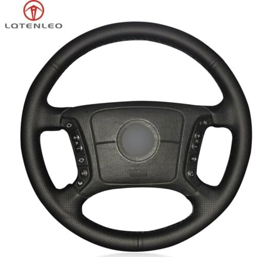 LQTENLEO Steering Wheel Cover Black Genuine Leather For BMW E36 1995-2000 E46 1998-2004 E39 1995-2003 X3 E83 X5 E53 2000-2006