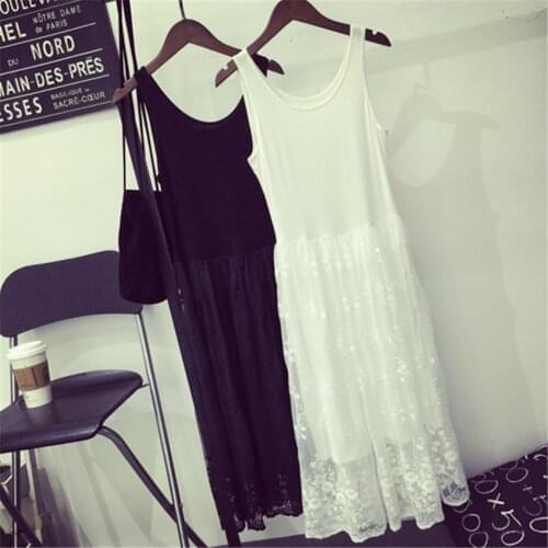 Autumn Black White Sexy Lace Patchwork Dresses Lace Up Sleeveless Elegant Women Dress Party Summer Tank Dress Vestidos WZ023