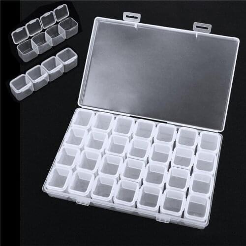 28 Grids Storage Box Adjustable Plastic Case for Nail Art Rhinestone Beads Rings Jewelry Decorations Display Organizer Boxes